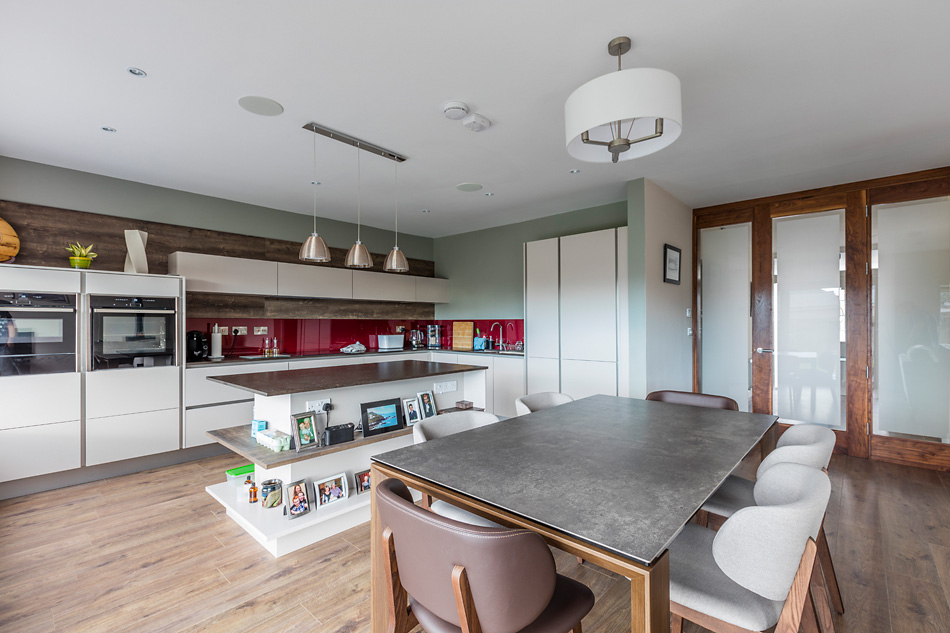 architect designed kitchen, living & dining room